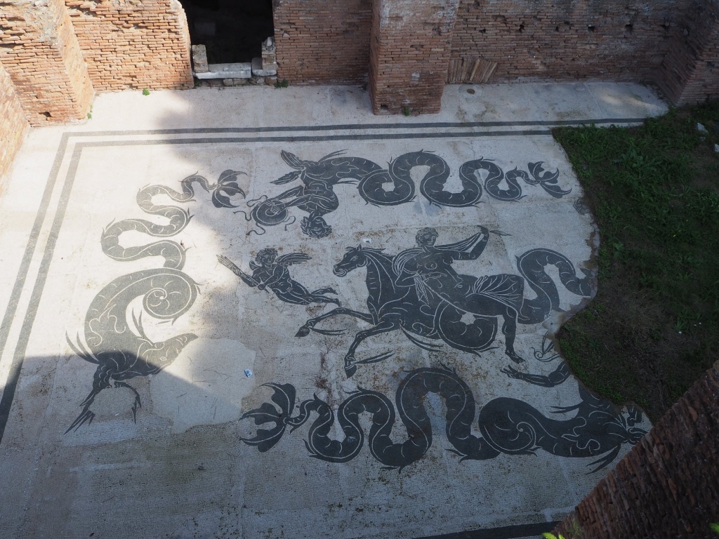 Mosaics in the largest public baths of Ostia Antica